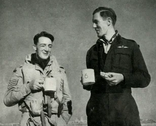 RAF personnel enjoying a cup of tea, Malta, World War II, 1942-1944