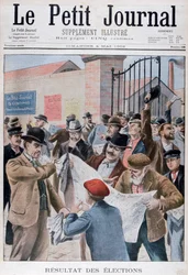 Reading election results in the newspaper, Paris, 1902