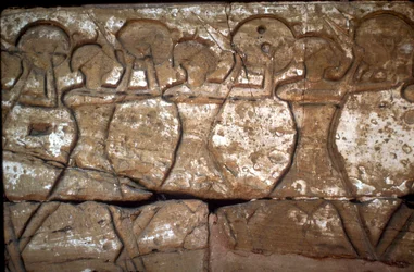 Relief of Soldiers, Temple of Rameses III, Medinat Habu, Luxor, Egypt