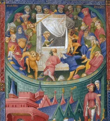 Representation of Actors, Mimes, and Jugglers. Frontispiece of the Manuscript Terence of Martin Gouge
