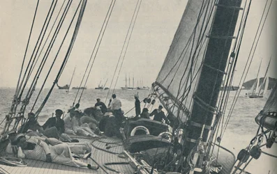 The largest British racing yachts compete during Cowes Week, 1937