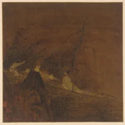 River Scene: A Boat among Wild Bamboo