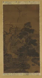 Rocks, trees, brook, and hawks, 14th century