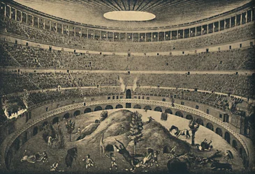 Roma - Colosseum - Reconstruction of a hunt of wild animals, 1910