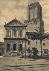 Rome - Via Nazionale. Church of St Catherine and the Torre delle Milizie, 1910