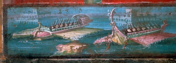 Roman wall-painting of ships carrying soldiers
