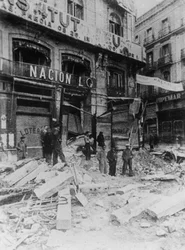 Rubble in the main street, Palma, Majorca, Spain, Spanish Civil War