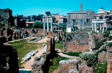 Ruins of the Forum, Rome with the House of the Vestals on the Left