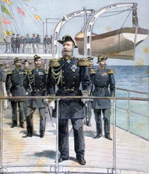 Russian Admiral Avellan on board the cruiser Emperor Nicholas I, 1893
