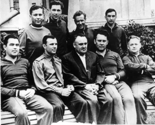 Russian Rocket Engineer Sergey Korolyov with Cosmonauts, Crimea, USSR