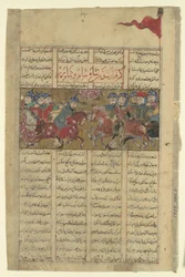 Rustam Captures the Shah of Sham and the Shah of Berber, Folio from a Shahnama