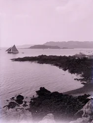Sailing Boat off the Coast near Plymouth in Devon