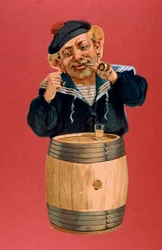 Sailor smoking a pipe and drinking rum
