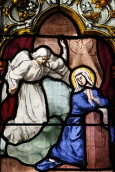 Saint-Corentin cathedral stained glass: the Annunciation, Quimper, France