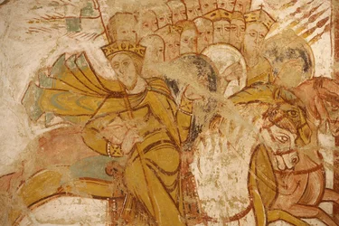 Saint-Savin abbey painting: Kings attacked by Abraham and his followers, Saint-Savin-sur-Gartempe, France