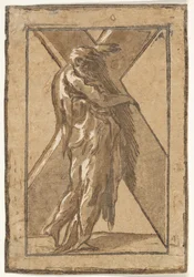 Saint Andrew Standing in Profile Holding a Large Cross from a Series of Twelve Apostles