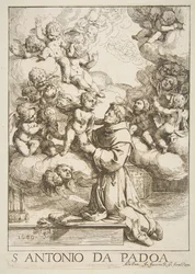 Saint Anthony of Padua adoring the Christ Child, copy after Cantarini, 1640