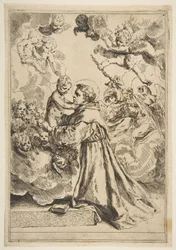 Saint Anthony of Padua adoring the Christ Child in Glory (copy after Cantarini)