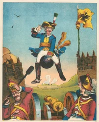 Scene from The Adventures of Baron Munchausen by Rudolph Erich Raspe, c1850