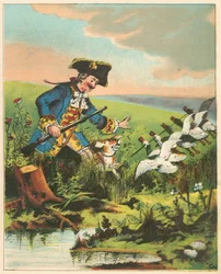 Scene from The Adventures of Baron Munchausen by Rudolph Erich Raspe, c1850