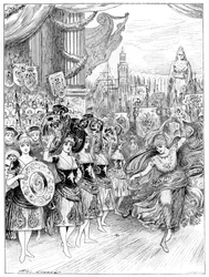 Scene from the Pantomime The Forty Thieves at Dury Lane Theatre, London