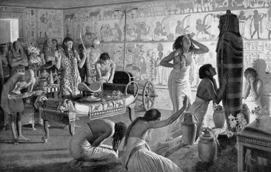 Scene of Mourning at the Funerary Temple of Tutankhamun, Egypt, 1325 BC
