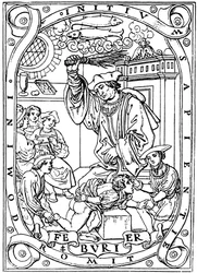 Schoolboy having knowledge beaten into him with the birch, 1526