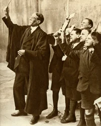 Schoolboys and Teacher Observing a Solar Eclipse, Britain