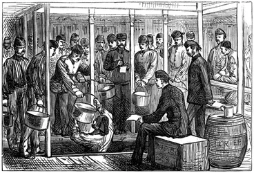 Serving out porter on a troop-ship