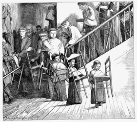 Shaker Community Going to Dinner, Each Carrying Their Own Shaker Chair, New York State
