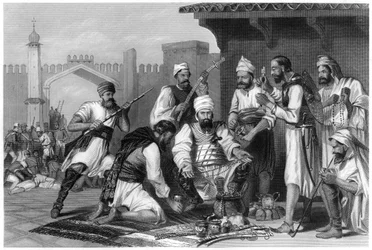 Sikh troops dividing the spoils taken from mutineers