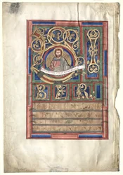 Single Leaf Excised from a Gospel Book with Initial L[iber generationis]: St. Matthew verso