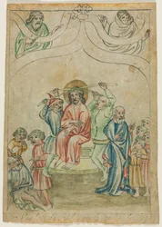 Single Leaf from a Biblia Pauperum: Christ Carrying the Cross (verso)
