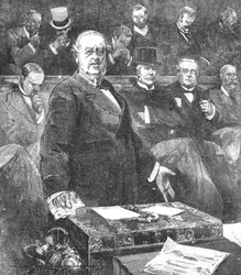 Sir William Harcourt announcing the resignation of Lord Rosebery