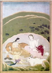 Siva and Parvati with Their Children, Ganesh and Karttikgya on Mount Kailash