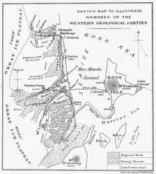 Sketch Map to Illustrate Journeys of the Western Geological Parties, 1913