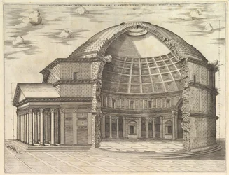 Speculum Romanae Magnificentiae: The Pantheon, broken away to show the interior
