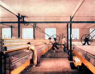 Spinning cotton with self-acting mules of the type devised by Richard Roberts in 1825