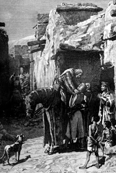 St Louis, King of France, seeking refuge from the Saracens, 1909