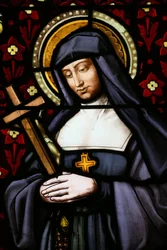 St Paul Church Stained Glass Window: Jane Frances de Chantal (Jeanne de Chantal, Jeanne Francoise Fremyot de Rabutin, Baronne de Chantal)