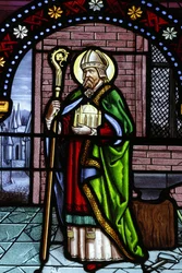 Stained glass window. Saint Eligius, Toucy, France