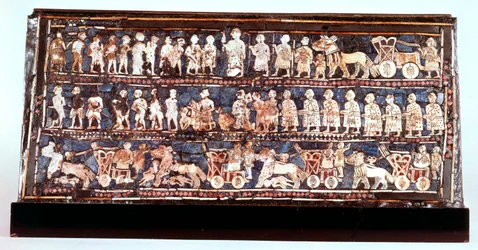 Standard of Ur, the War Side, from the Royal Cemetery at Ur, Sumerian