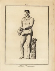 Statue of a naked victorious athlete with vase