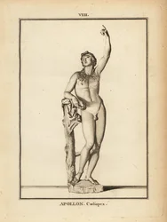 Statue of the Roman god Apollo Coelispex, looking at the sky