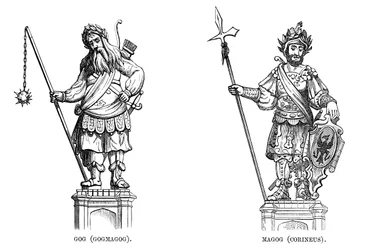 Statues of Gog Gogmagog and Magog Corineus
