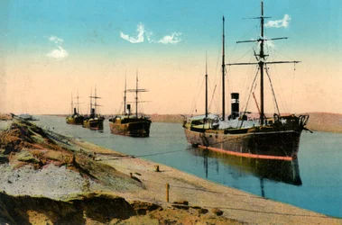 Steamers Passing Through the Suez Canal, Egypt