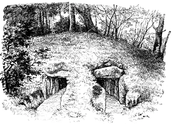 Stone Age tumulus containing two chambers, Rodding, Denmark