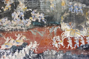 Silver Pagoda: This Mural Depicts Scenes from the Reamker, Phnom Penh, Cambodia