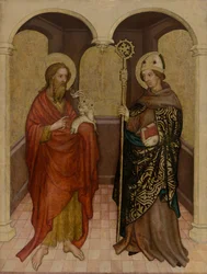 Panel with Saint John the Baptist and a saintly bishop