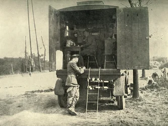 Telephone Lorry Exchange Attached to R.A.F. Kite Balloon Section, 1919